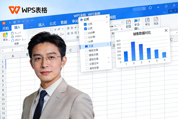 WPS表格软件主界面截图 - 显示数据表格、公式函数和图表制作功能